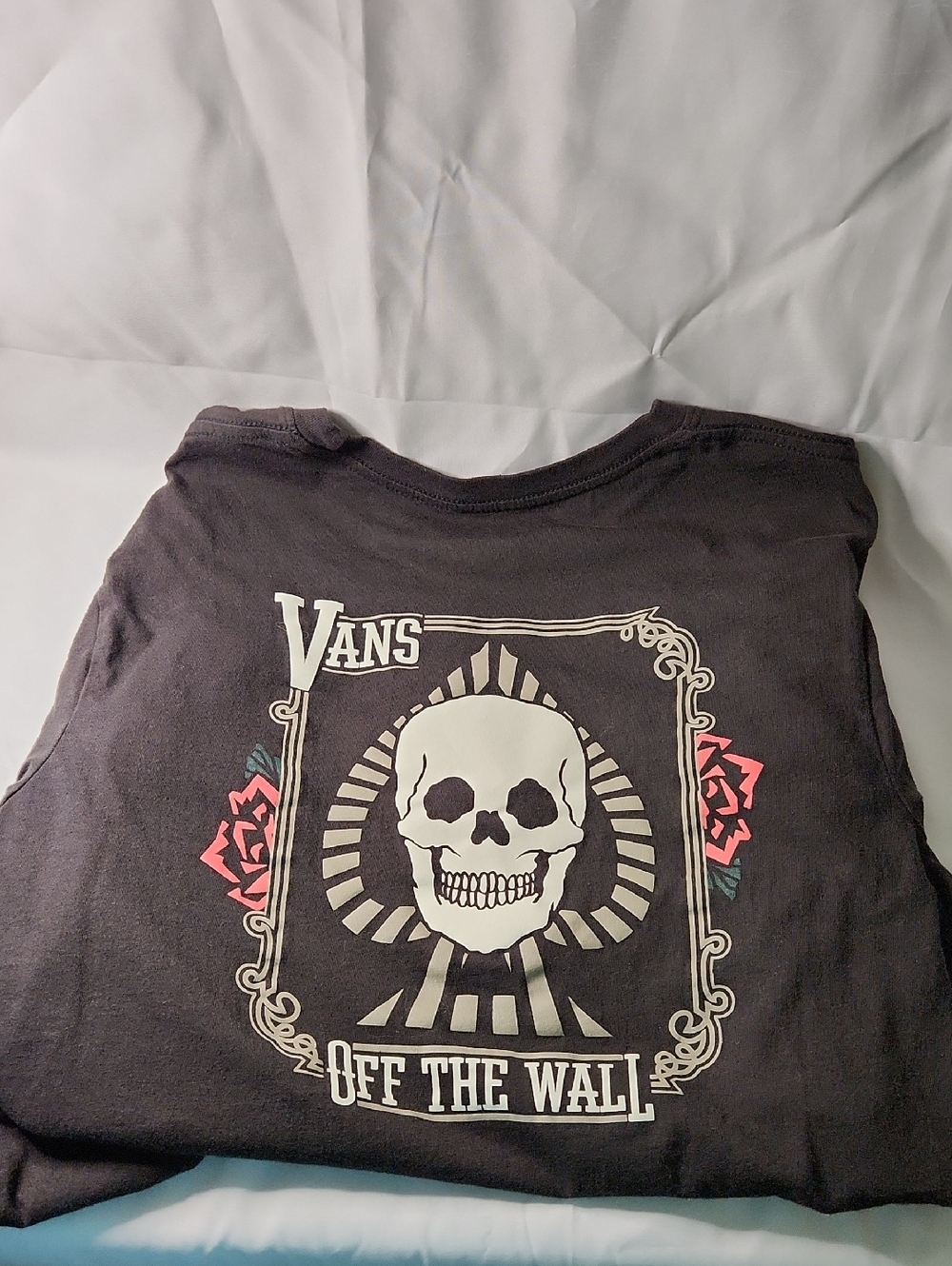Vans Black Tee with Skull and Rose Chest Graphic - Picture 3 of 5